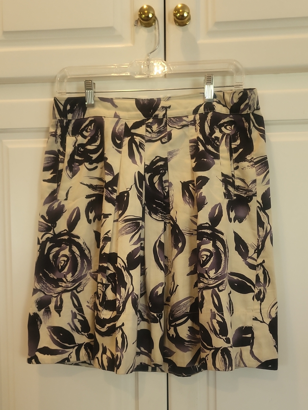 CAbi Black and Cream Floral Skirt